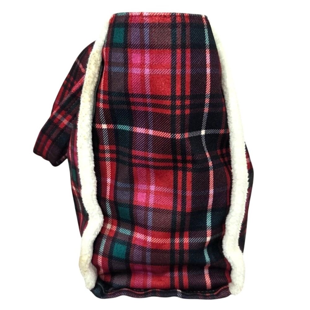 Victorias Secret Large Red Plaid Tote Bag With Sherpa Trim Limited Edition - Picture 7 of 12